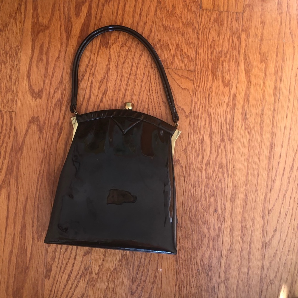 Black Patent Top-Handle Women’s Handbag